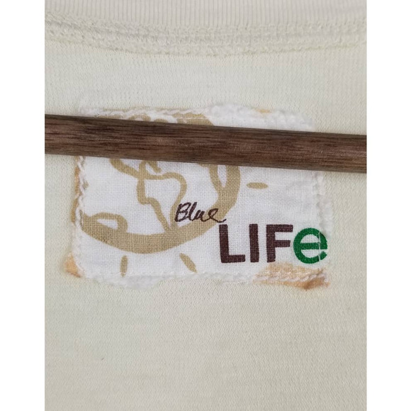 Blue Life Cream V-Neck Lightweight Layering Long Sleeve Top S - Picture 3 of 4